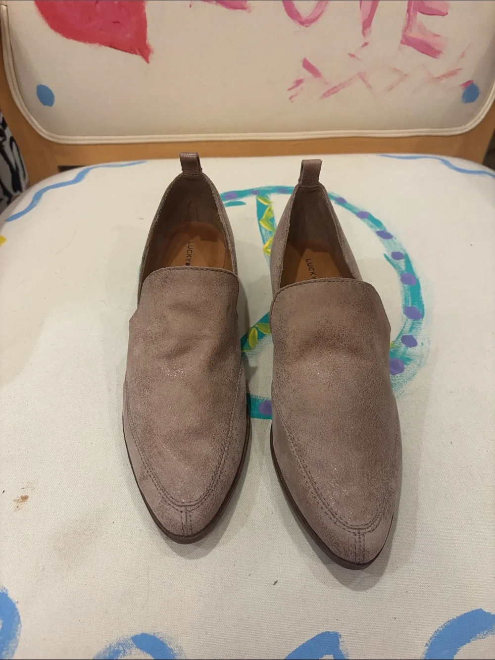 Lucky Brand Taupe Suede Slip-On Loafers
